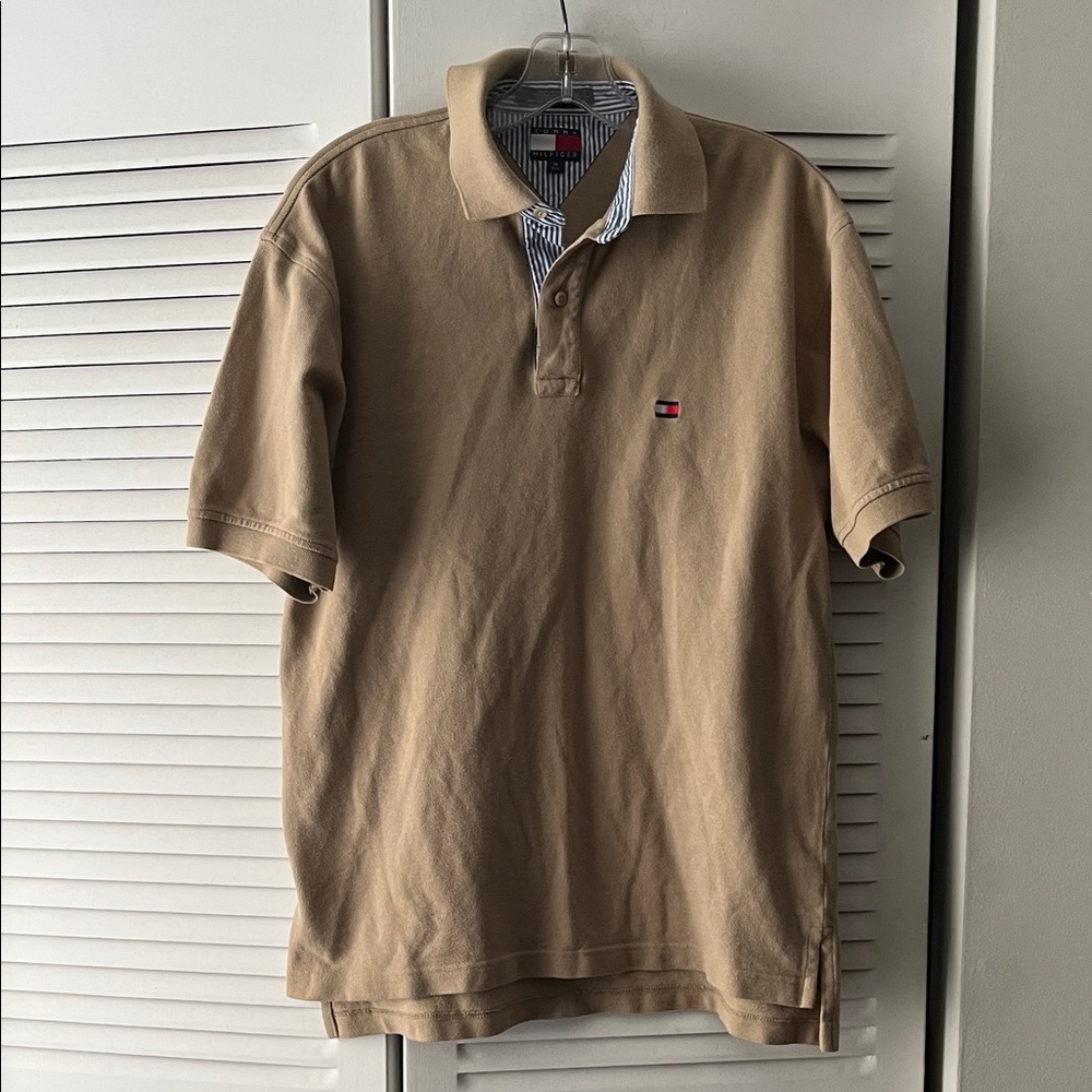 Tommy Hilfiger Men's Beige Knit Polo Shirt Size M